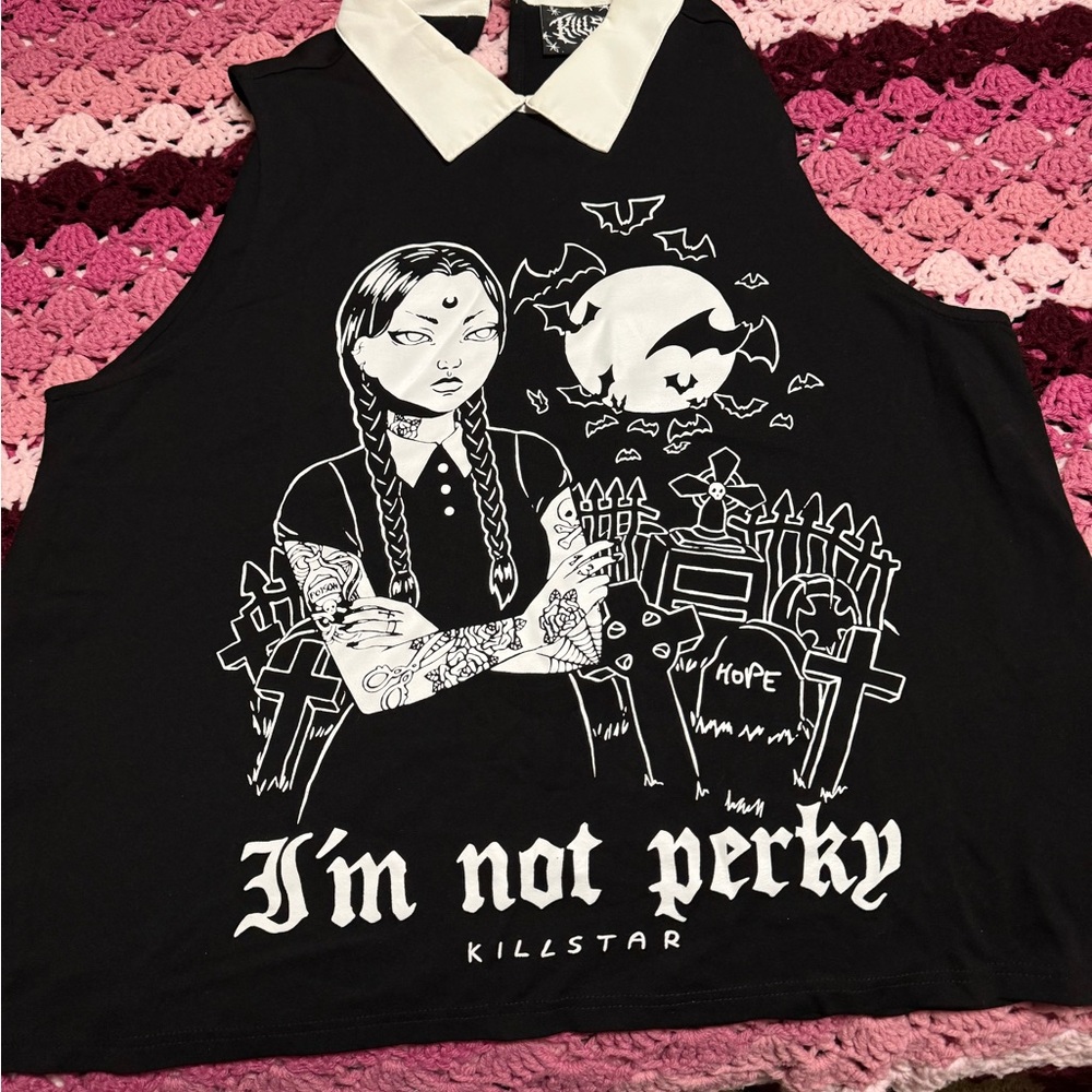 Killstar Black and White Graphic Sleeveless Top